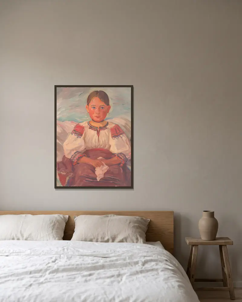 Liten flicka från Heľpa av Štefan Polkoráb inramad på en vägg