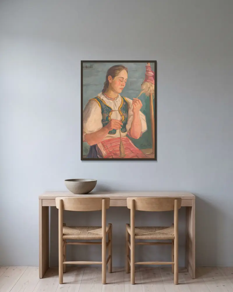 Spinner av Štefan Polkoráb inramad på en vägg