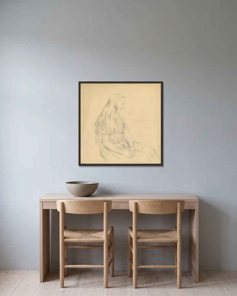 Studie für einen Heiligen von Štefan Polkoráb gerahmt an einer Wand
