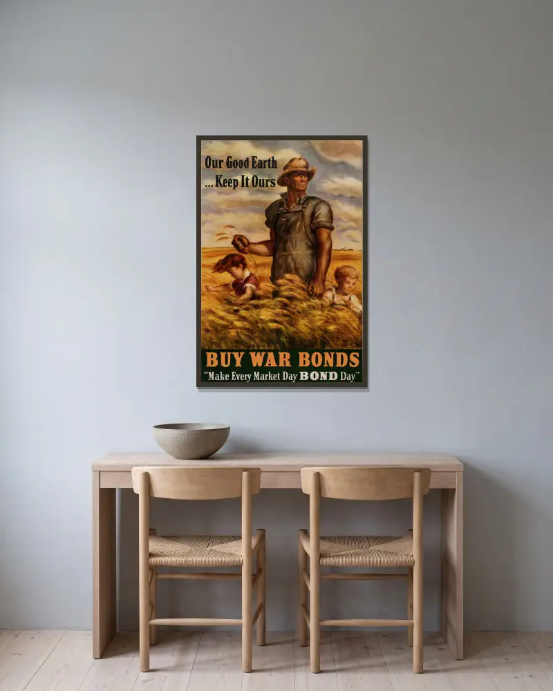 Our Good Earth. . .Keep It Ours av John Steuart Curry inramad på en vägg