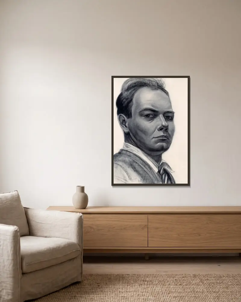 Self-Portrait av John Steuart Curry inramad på en vägg