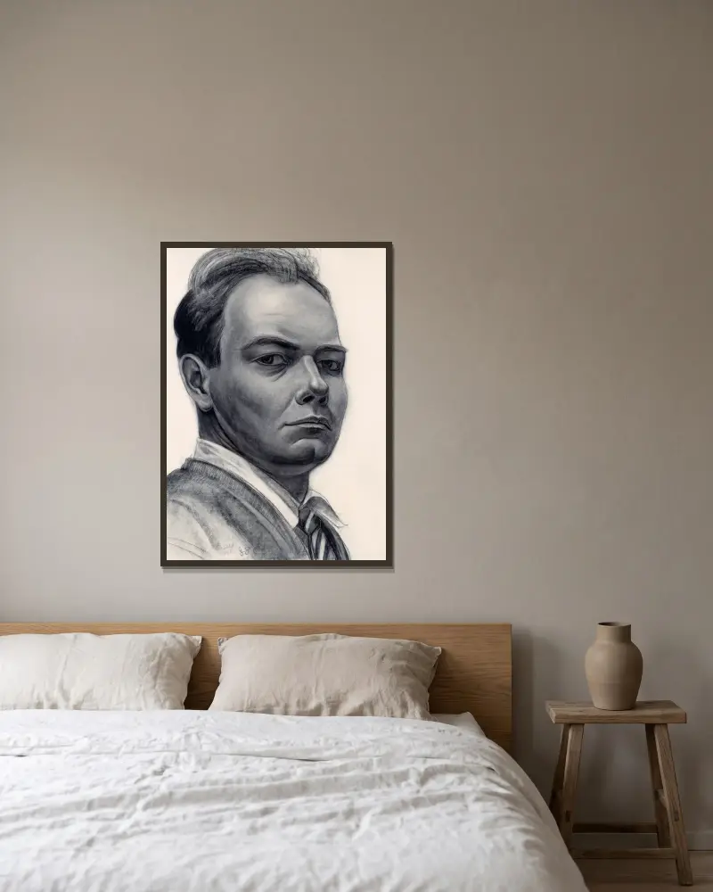 Self-Portrait av John Steuart Curry inramad på en vägg
