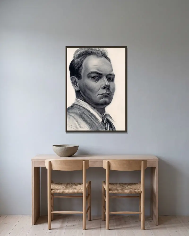 Self-Portrait av John Steuart Curry inramad på en vägg