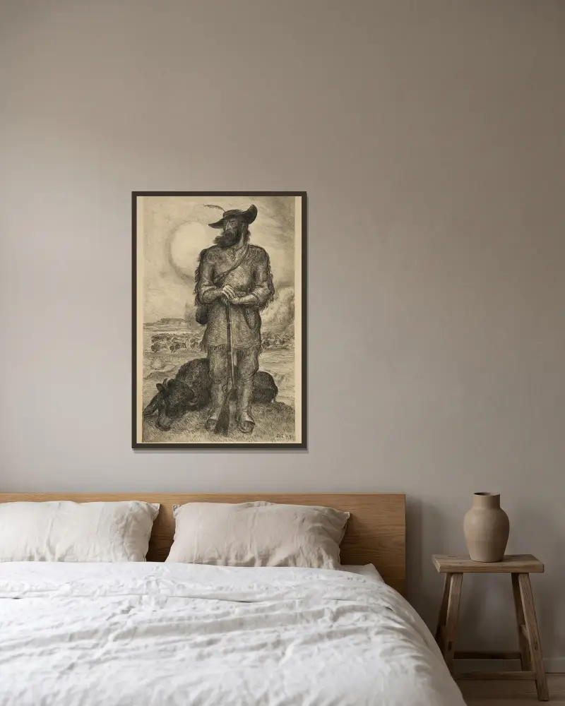 The Plainsman av John Steuart Curry inramad på en vägg