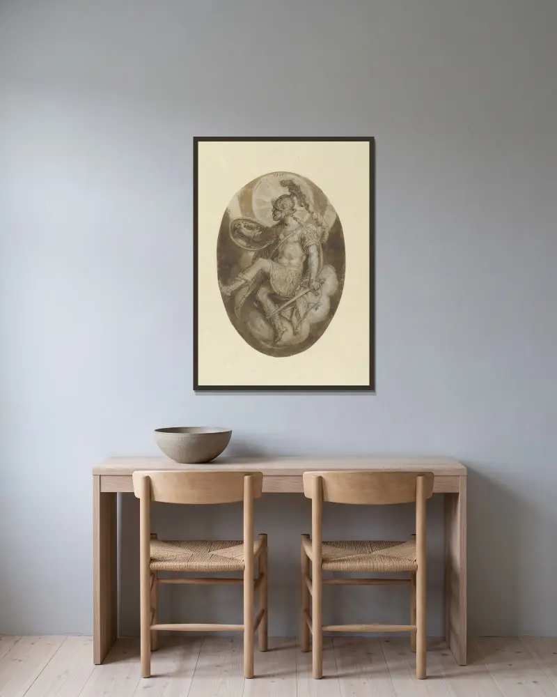 Mars av Jan van der Straet (Stradanus) inramad på en vägg