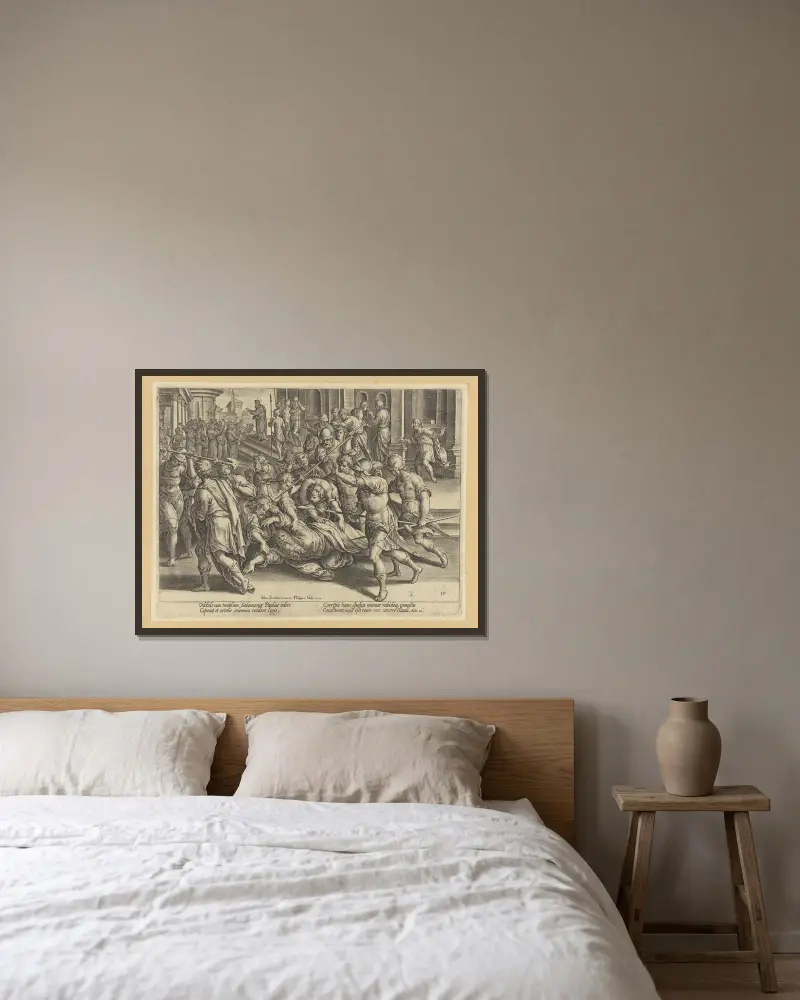 Paulus gripande av Jan van der Straet (Stradanus) inramad på en vägg