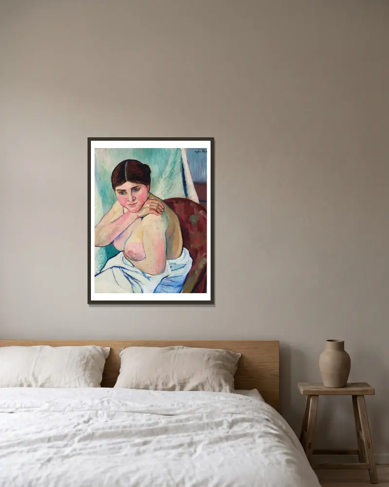Juliette sitzend im Sessel von Suzanne Valadon gerahmt an einer Wand