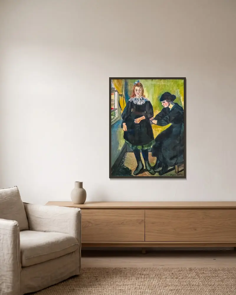 Die Näherin von Suzanne Valadon gerahmt an einer Wand