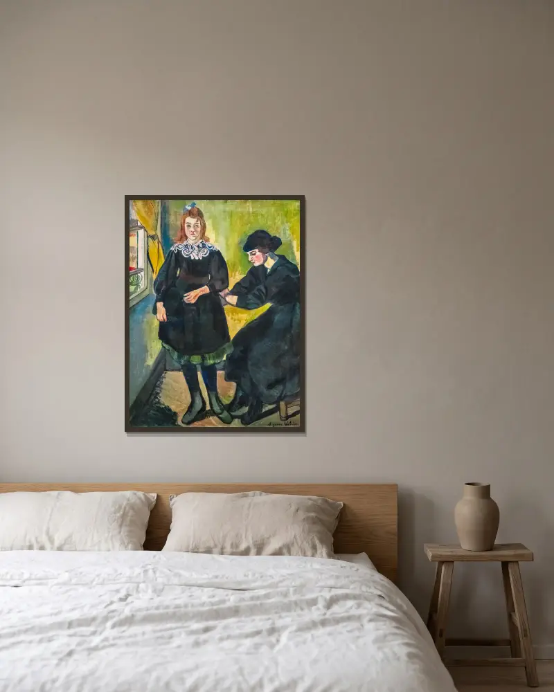 Die Näherin von Suzanne Valadon gerahmt an einer Wand