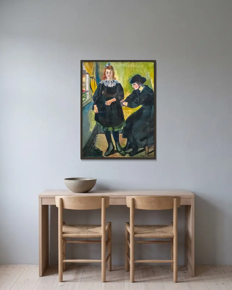 Die Näherin von Suzanne Valadon gerahmt an einer Wand