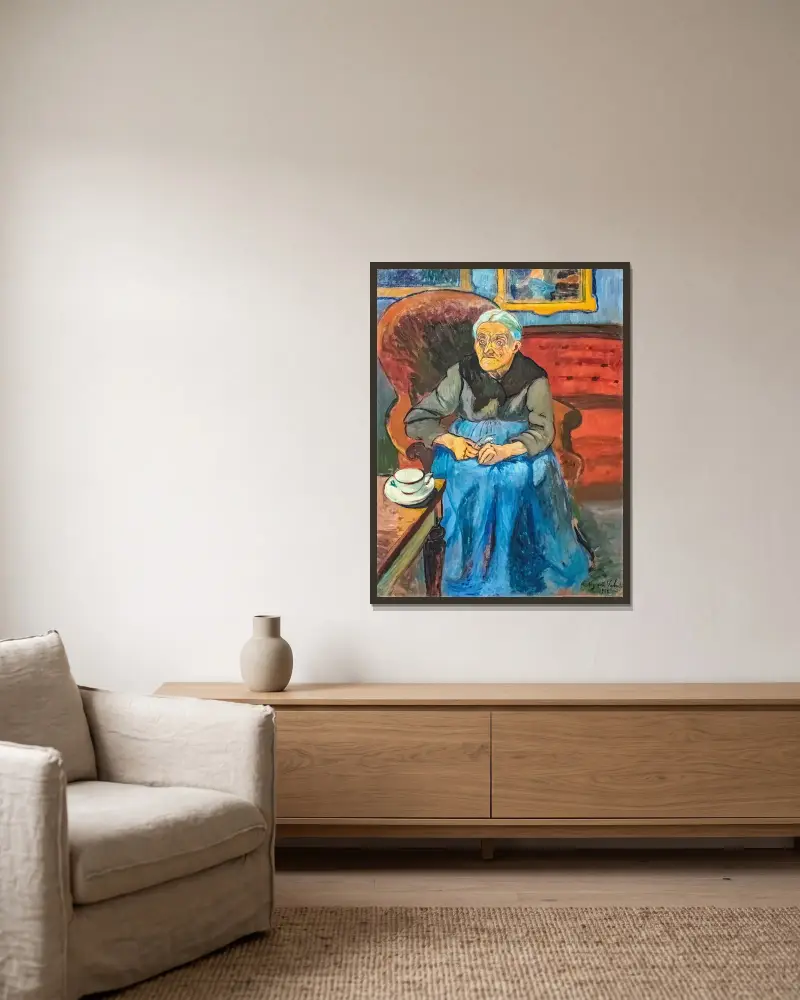 La mère de l’artiste av Suzanne Valadon inramad på en vägg