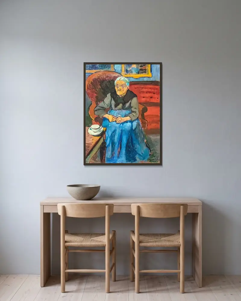La mère de l’artiste av Suzanne Valadon inramad på en vägg