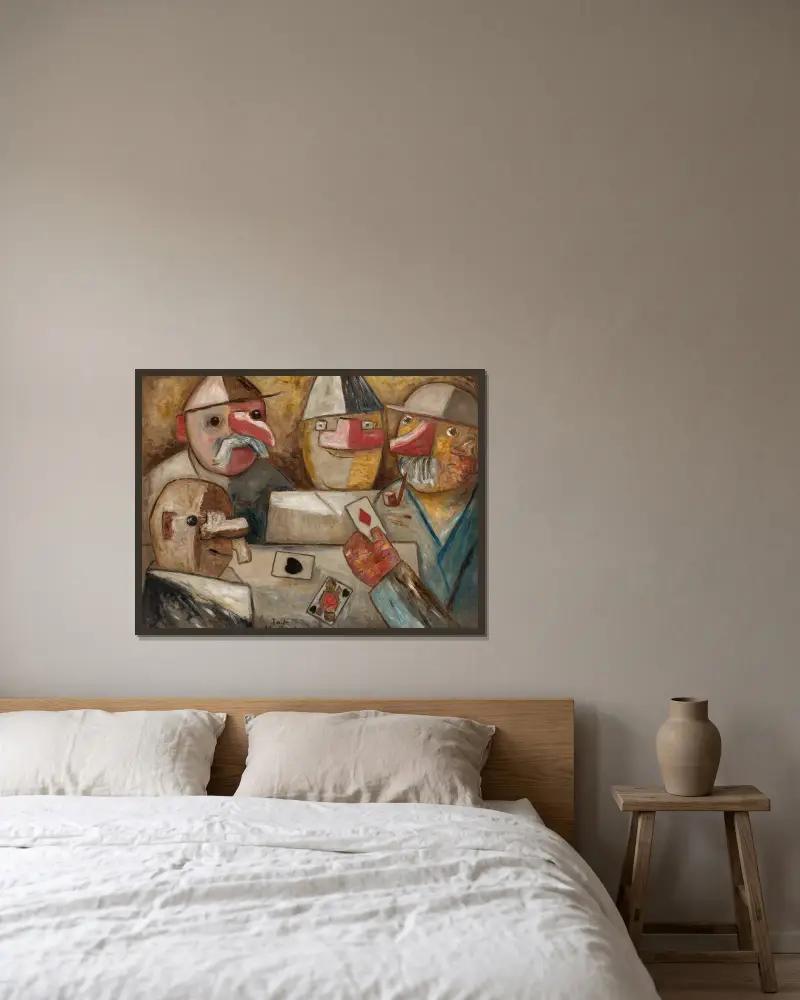 Card game av Tadeusz Makowski inramad på en vägg
