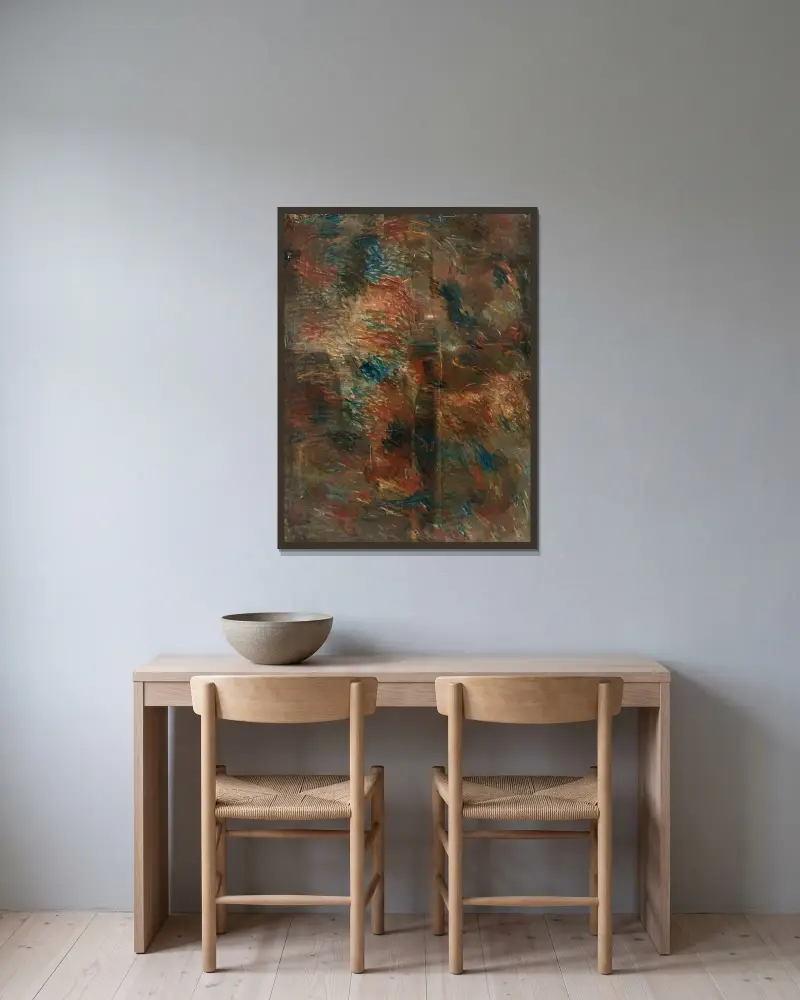 Paint test av Tadeusz Makowski inramad på en vägg