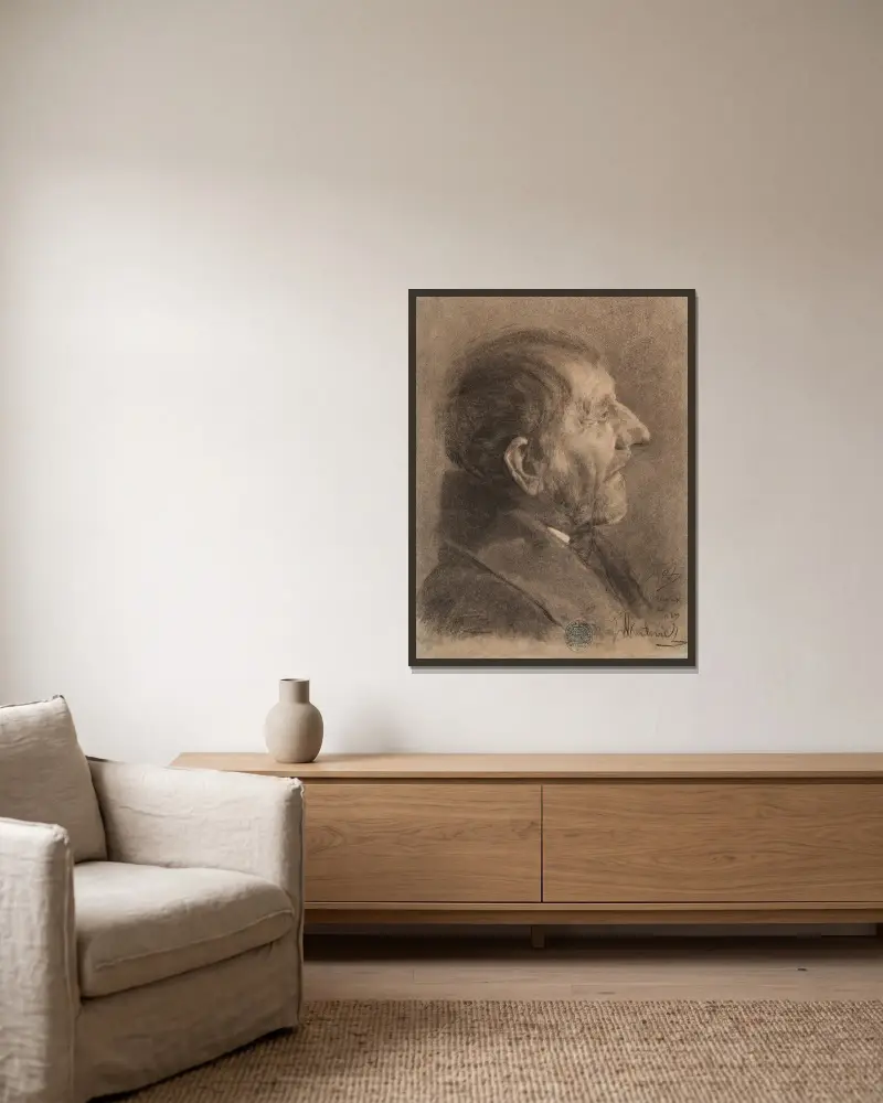 Kopf eines alten Mannes von Teodor Axentowicz gerahmt an einer Wand