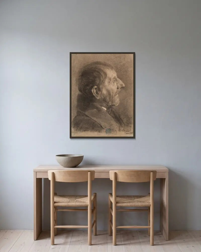 Kopf eines alten Mannes von Teodor Axentowicz gerahmt an einer Wand