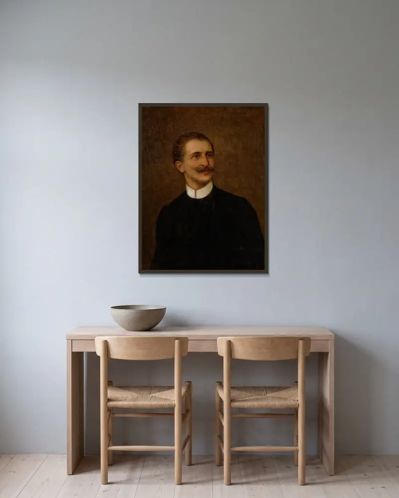 Porträtt av en man av Teodor Axentowicz inramad på en vägg