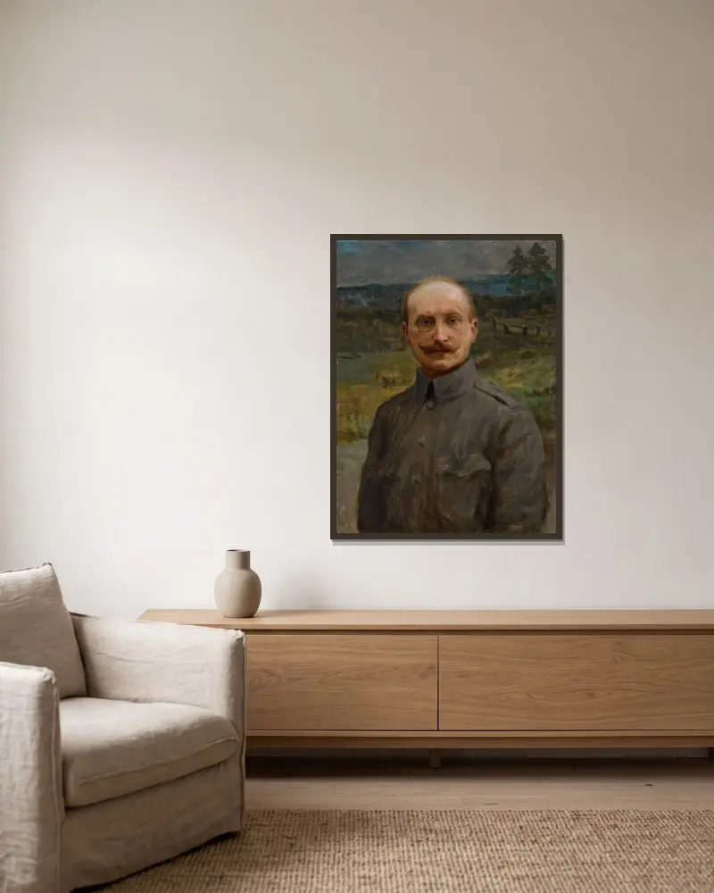 Portret doktora Adolfa Sternschussa, Teodor Axentowicz w ramie na ścianie