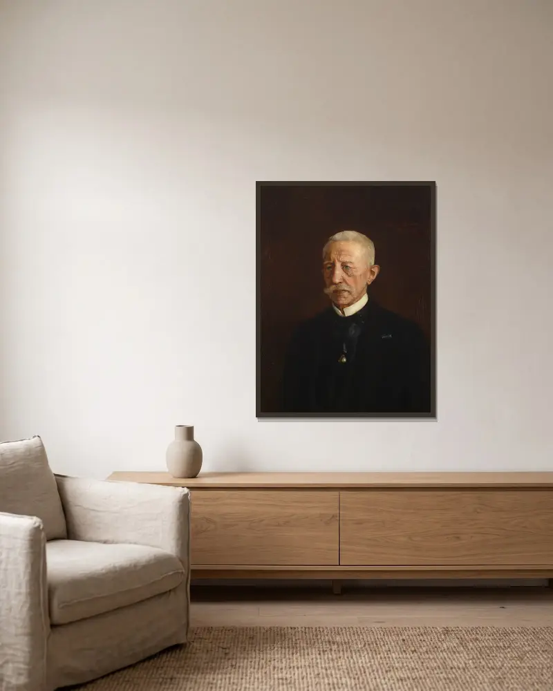 Porträtt av Wiktor Osławski av Teodor Axentowicz inramad på en vägg