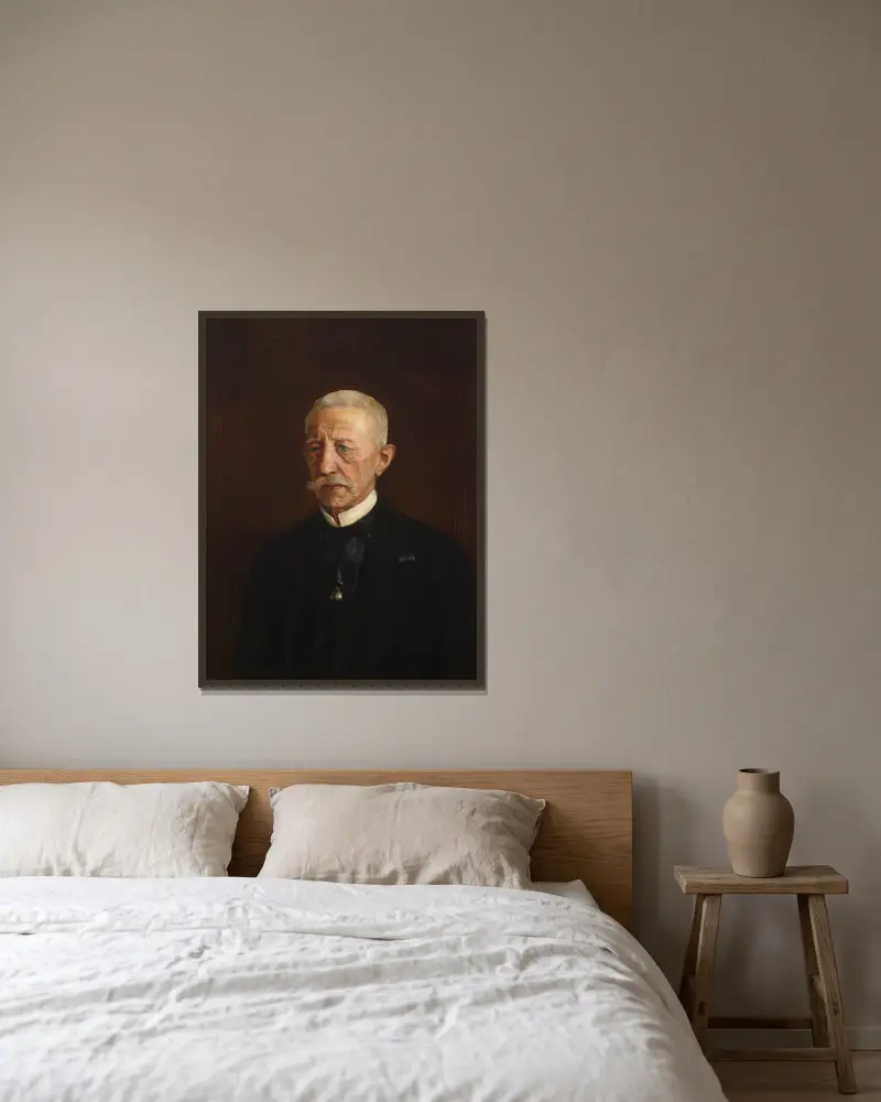Porträtt av Wiktor Osławski av Teodor Axentowicz inramad på en vägg