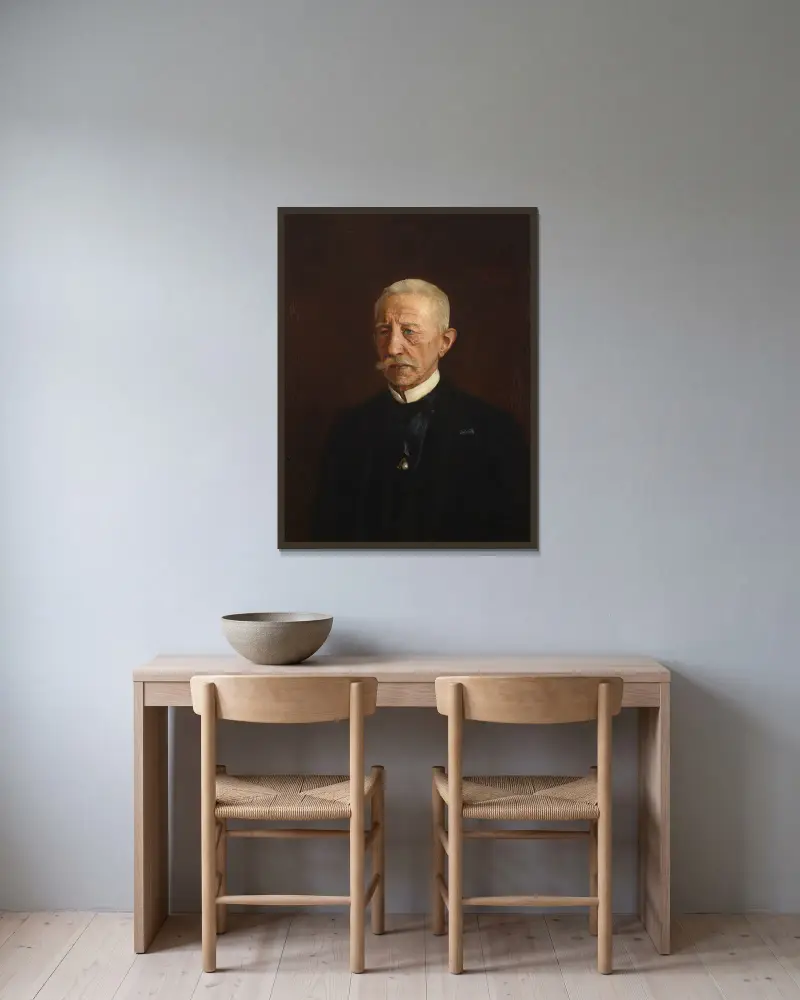 Porträtt av Wiktor Osławski av Teodor Axentowicz inramad på en vägg