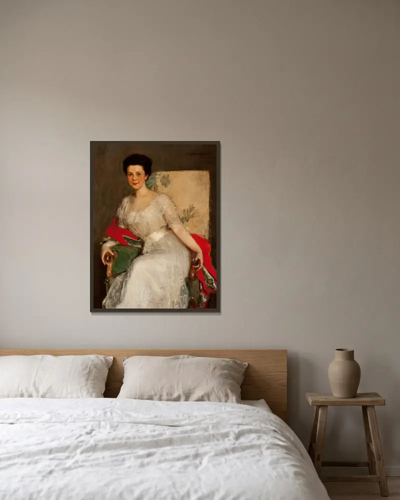 Porträt der Zofia Brzeska von Teodor Axentowicz gerahmt an einer Wand
