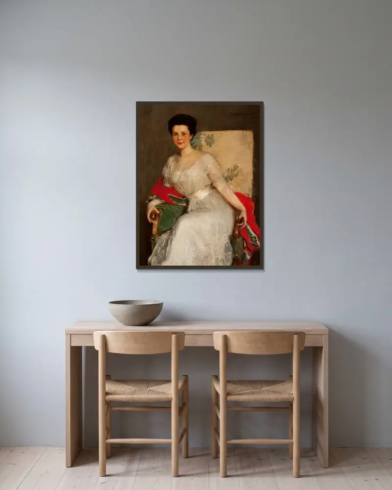 Porträt der Zofia Brzeska von Teodor Axentowicz gerahmt an einer Wand