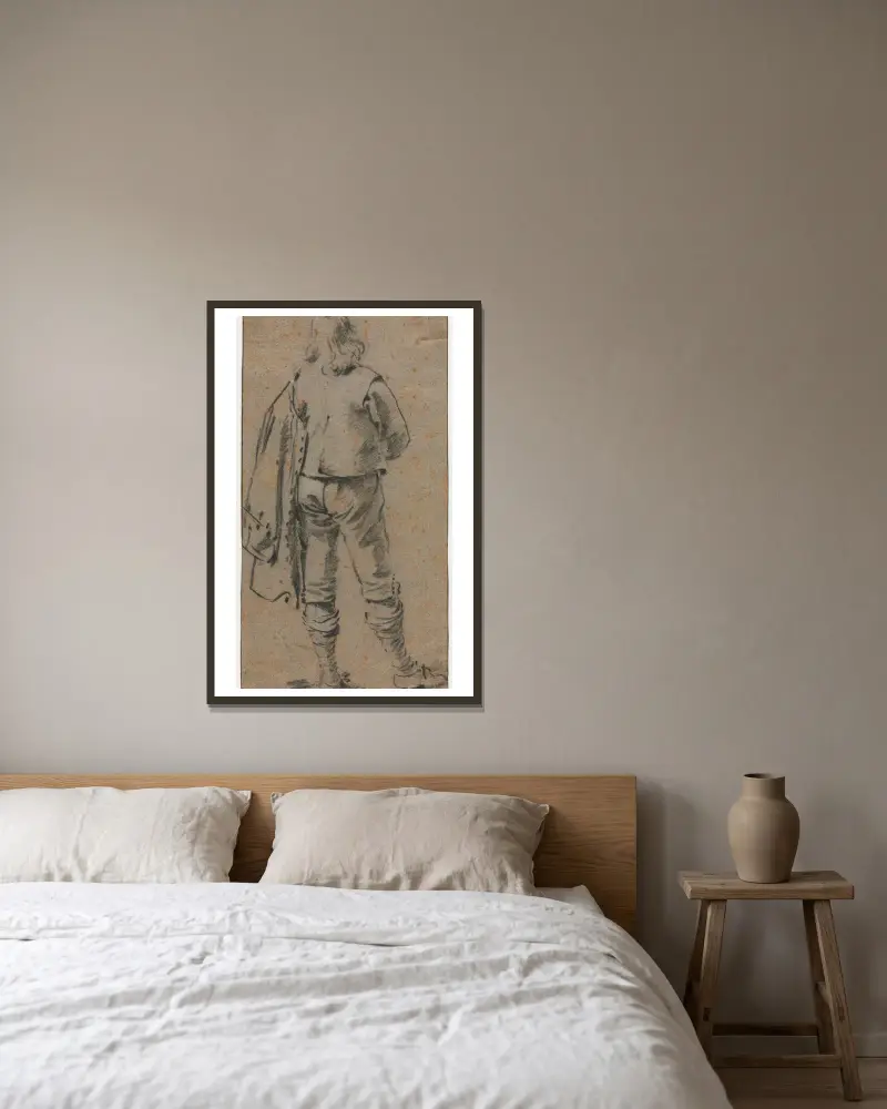 A Man Standing Seen from the Back av Gerard ter Borch inramad på en vägg