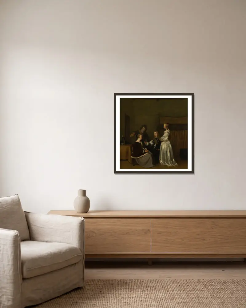 Rozmowa towarzyska, Gerard ter Borch w ramie na ścianie