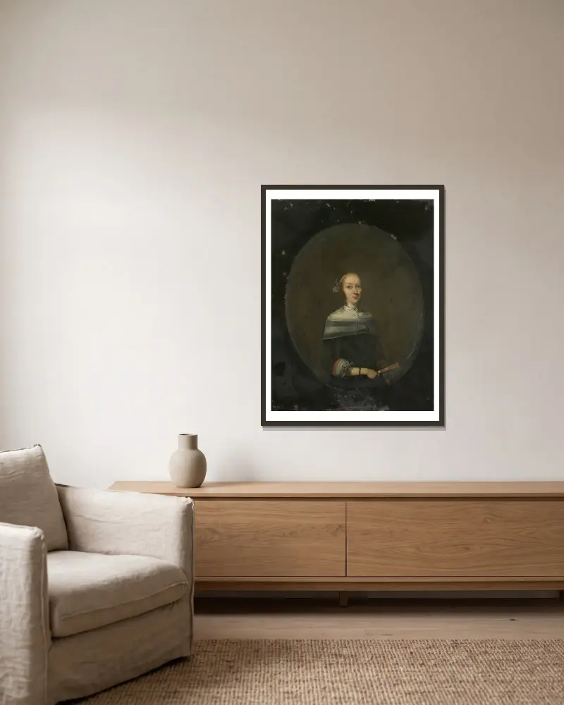 Porträtt av en kvinna, 1640 av Gerard ter Borch inramad på en vägg