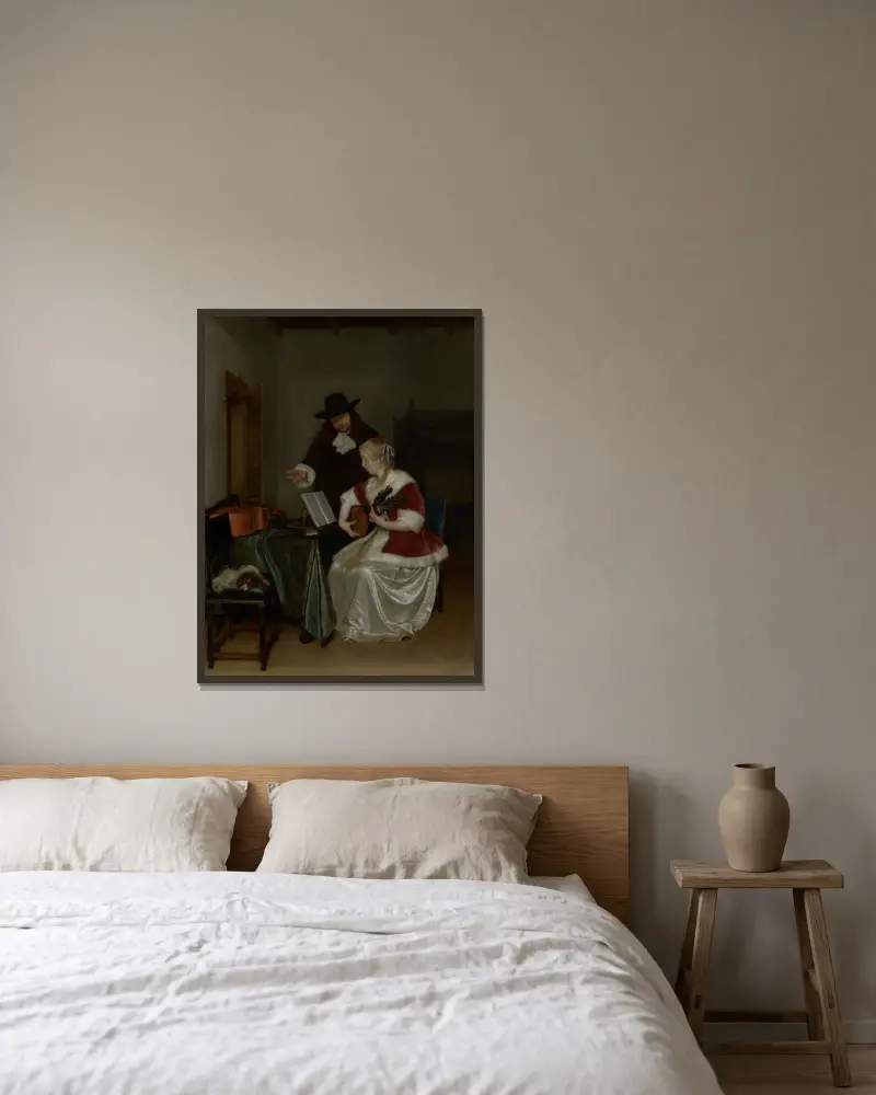Hudební lekce, Gerard ter Borch v rámu na stěně