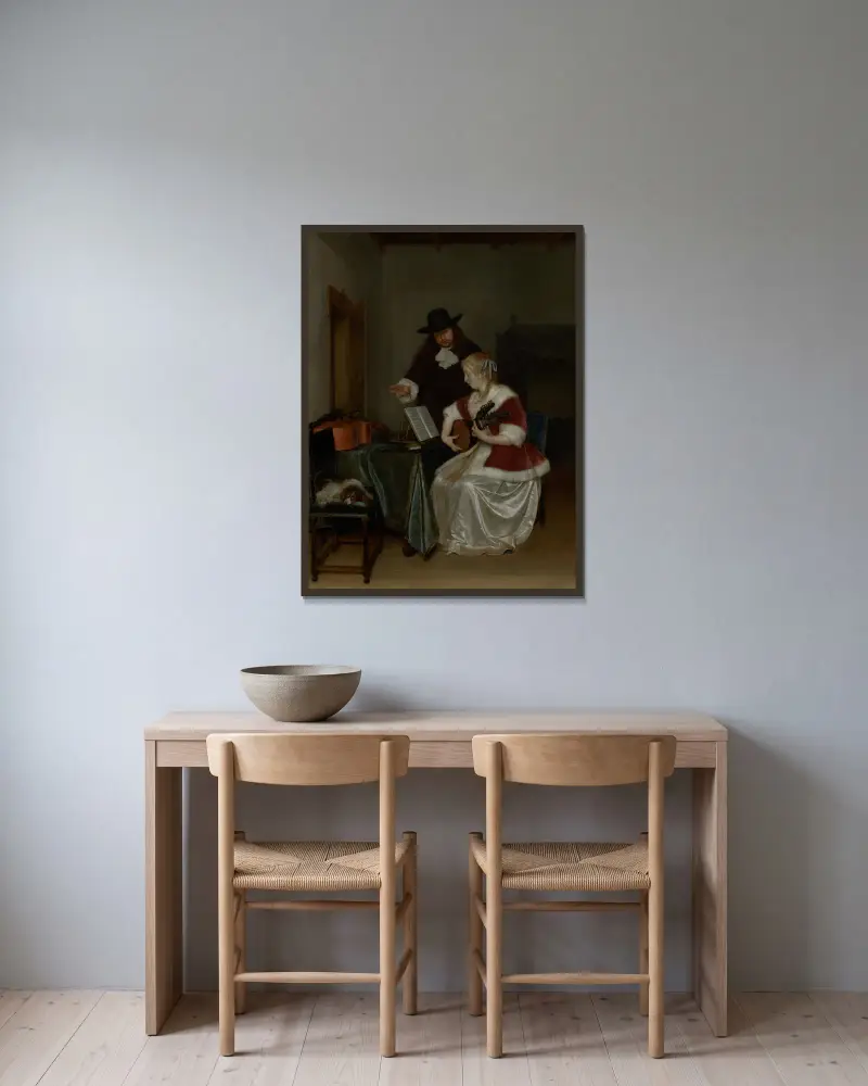 Hudební lekce, Gerard ter Borch v rámu na stěně