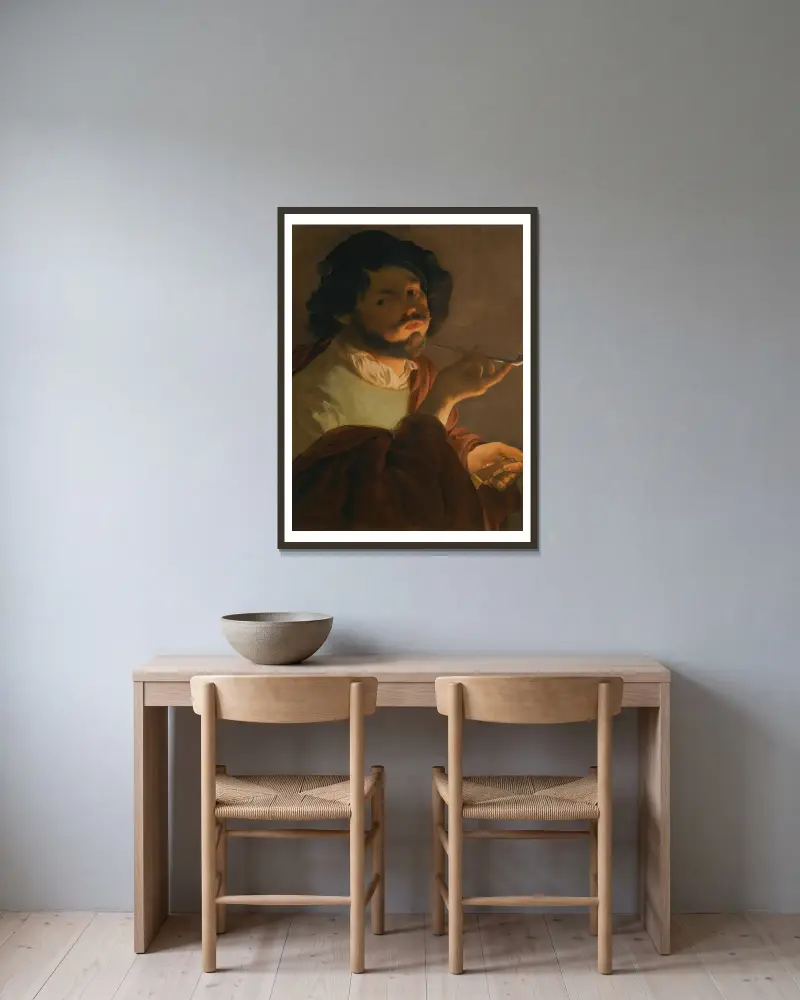 A Bravo Smoking av Hendrick Ter Brugghen inramad på en vägg
