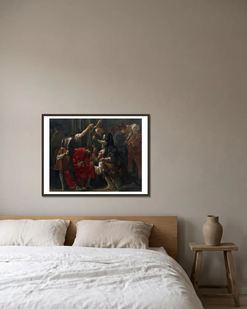 Christus mit der Dornenkrone von Hendrick Ter Brugghen gerahmt an einer Wand