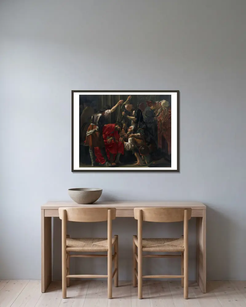Christus mit der Dornenkrone von Hendrick Ter Brugghen gerahmt an einer Wand