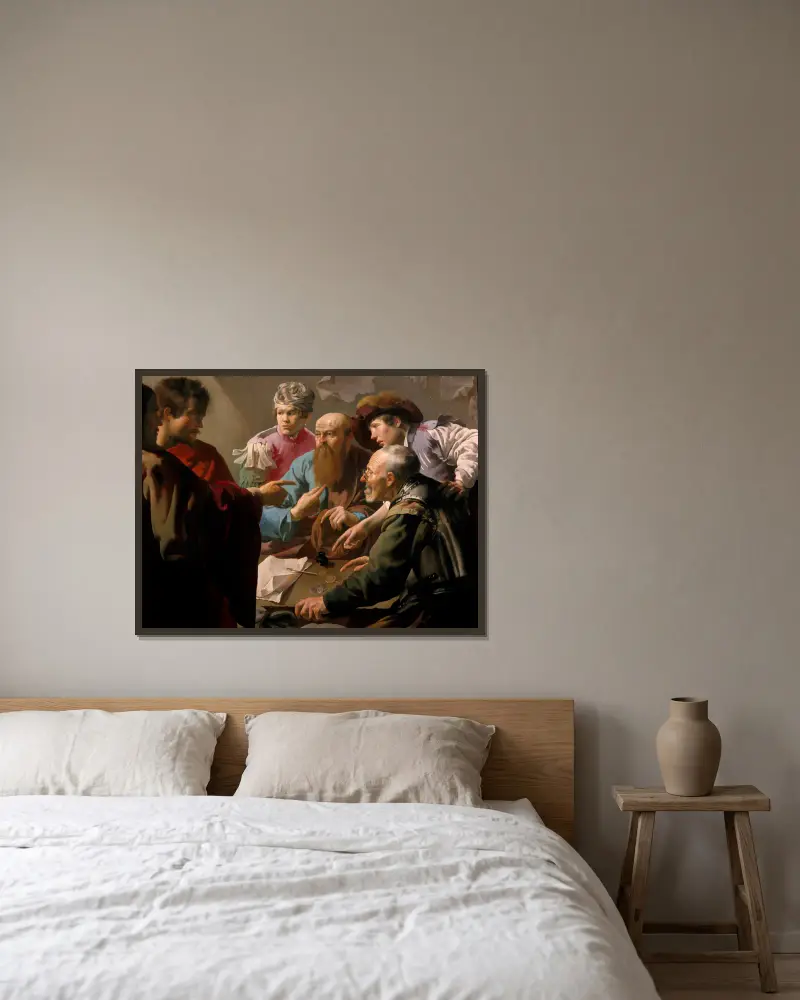Die Berufung des Matthäus von Hendrick Ter Brugghen gerahmt an einer Wand