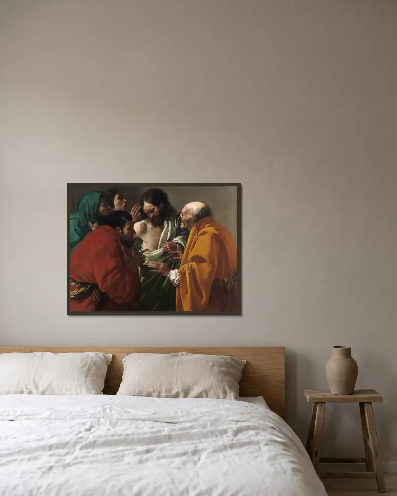 Tvivlaren Thomas av Hendrick Ter Brugghen inramad på en vägg