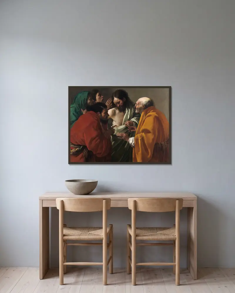 Tvivlaren Thomas av Hendrick Ter Brugghen inramad på en vägg