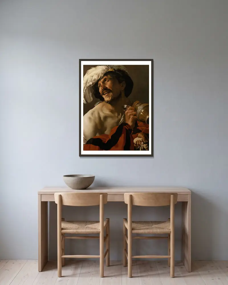 The Merry Drinker av Hendrick Ter Brugghen inramad på en vägg