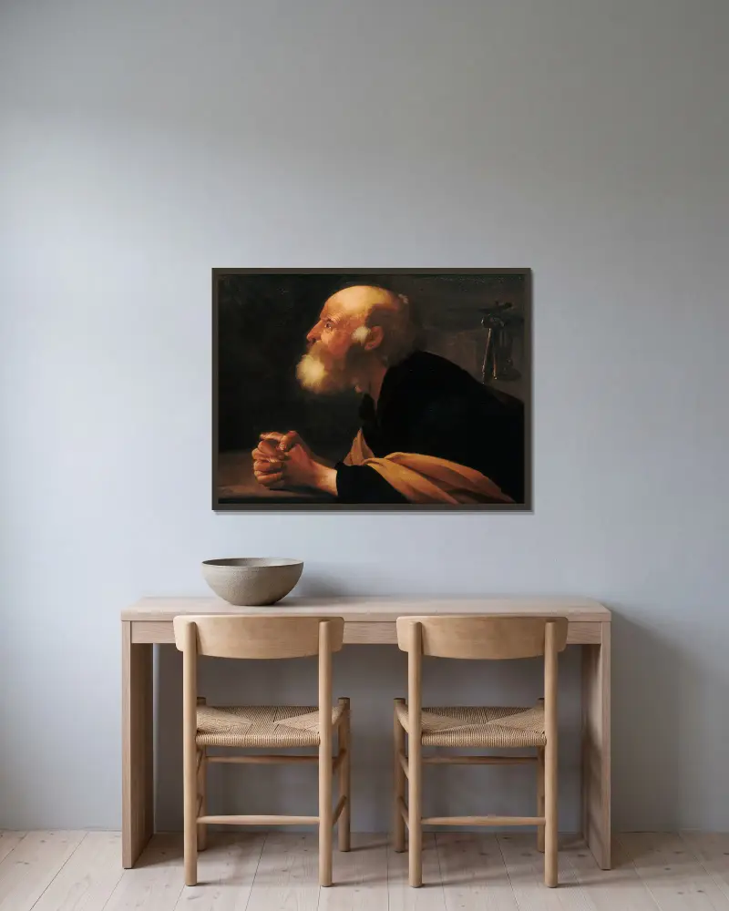 The Repentant Peter av Hendrick Ter Brugghen inramad på en vägg