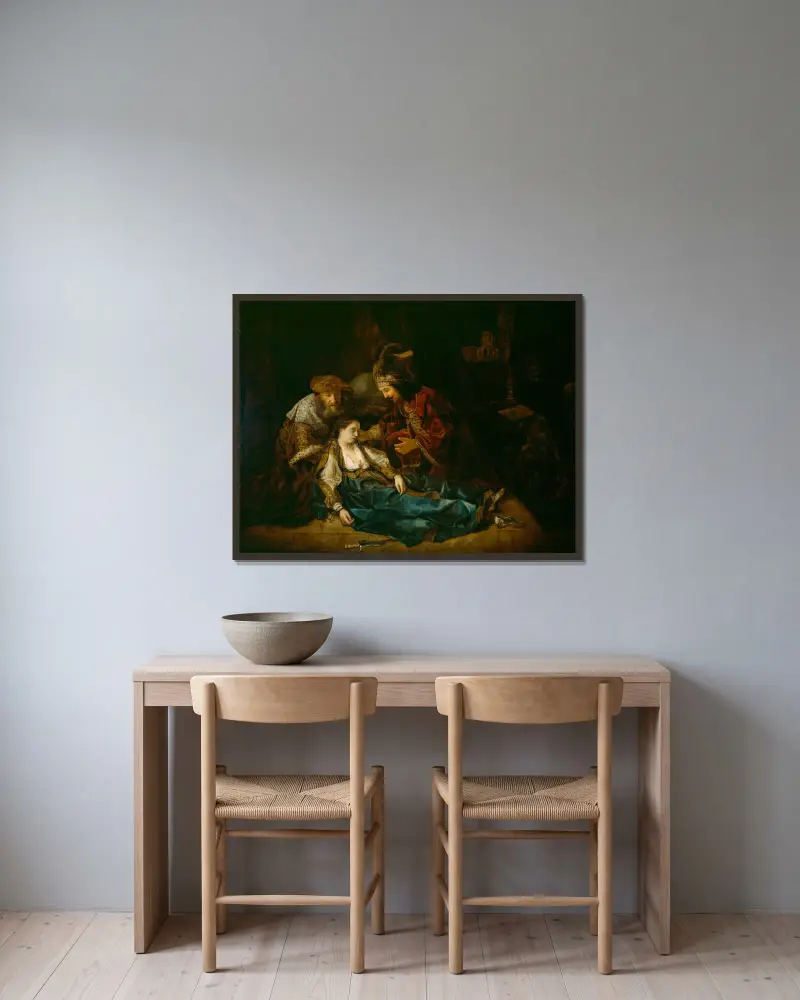 Lucretias död inramad på en vägg
