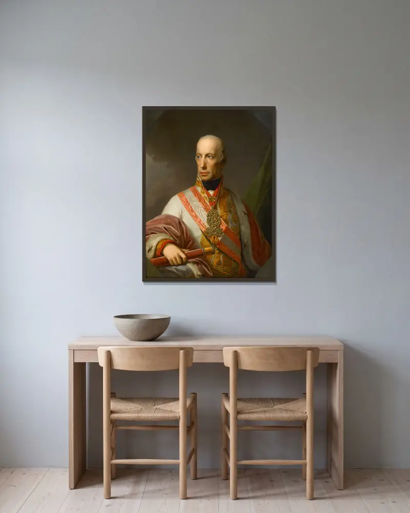 Portret cesarza Franciszka I (II) Austrii, Johann Baptist von Lampi the Elder w ramie na ścianie