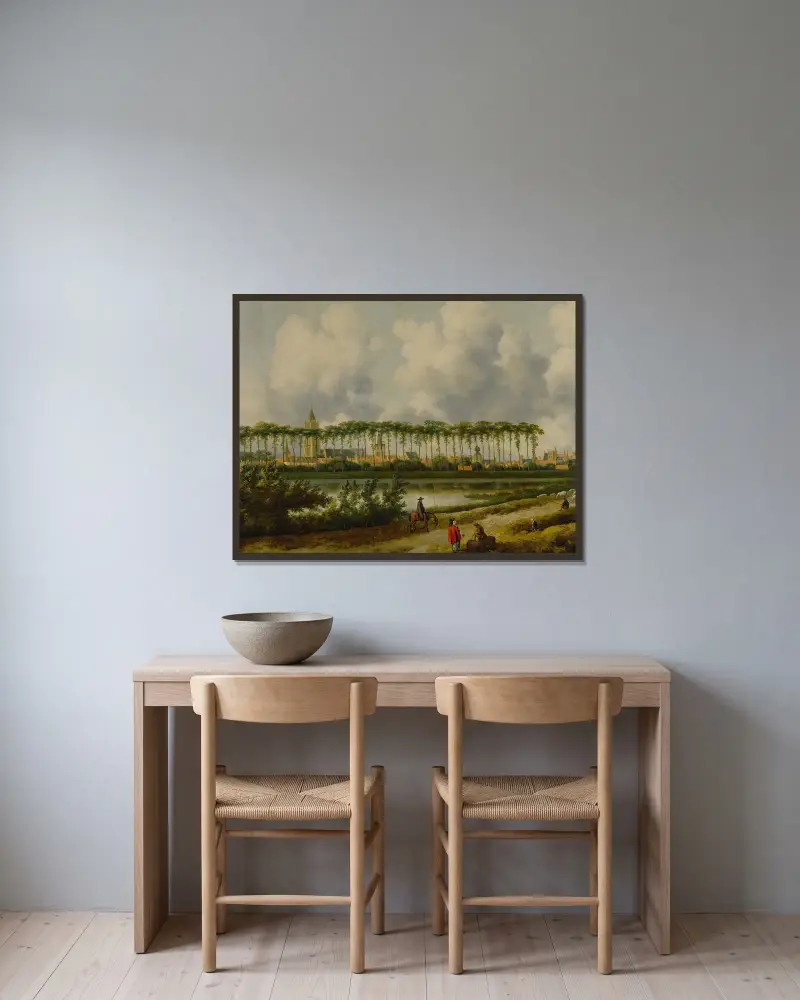 Utsikt över Gorinchem från sydväst av Jan Van Kessel The Elder inramad på en vägg