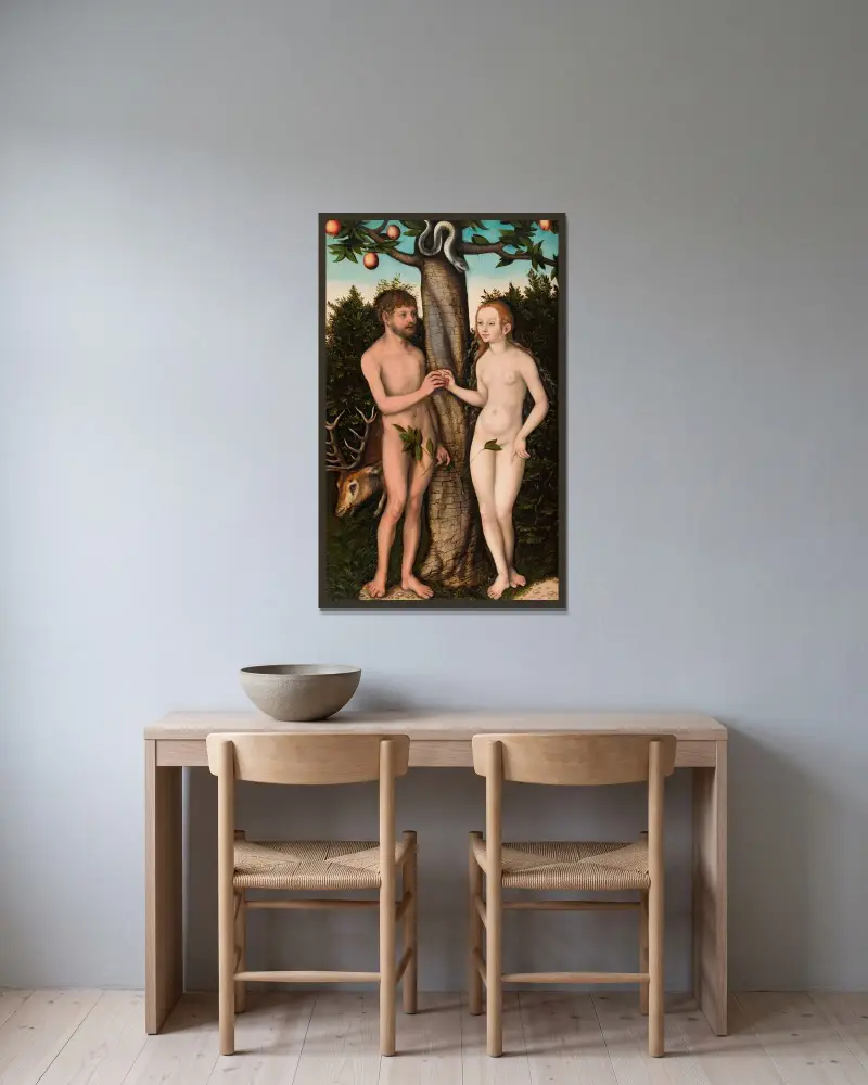 Adam i Ewa, 1528 – Nr. 2, Lucas Cranach the Elder w ramie na ścianie