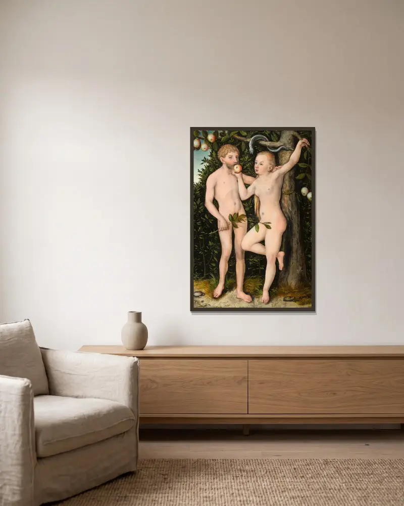 Adam i Ewa, 1538, Lucas Cranach the Elder w ramie na ścianie