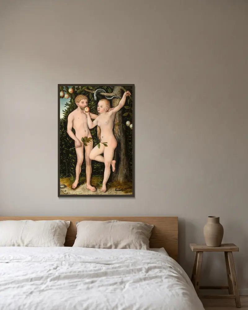 Adam i Ewa, 1538, Lucas Cranach the Elder w ramie na ścianie
