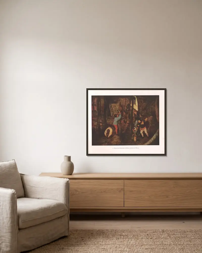 Bönder som beskär träd av Pieter Bruegel The Elder inramad på en vägg