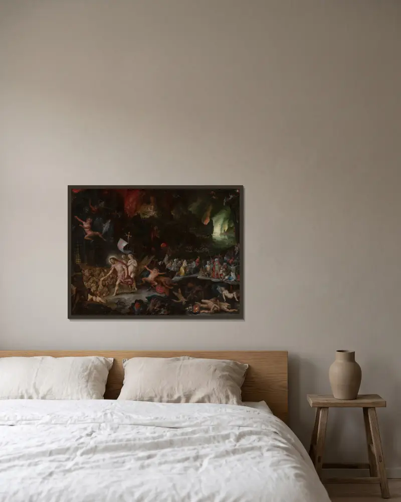 Kristův sestup do limba, Jan Brueghel The Elder v rámu na stěně