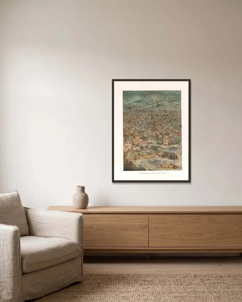 Moře domů v Babylóně, Pieter Bruegel The Elder v rámu na stěně