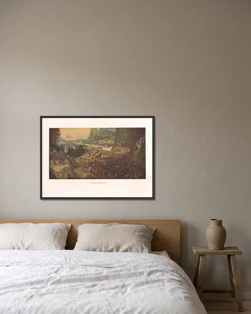 Der Selbstmord Sauls av Pieter Bruegel The Elder inramad på en vägg